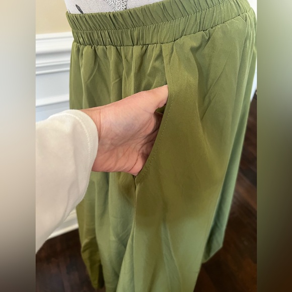 Olive Green, Bubble Hem Maxi Slim Women’s Skirt. - Picture 8 of 12